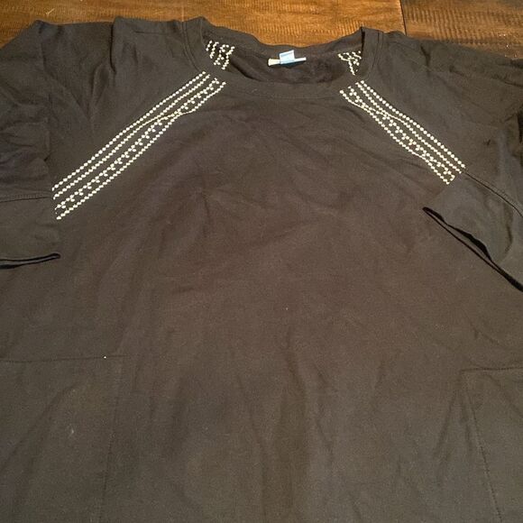 J. Jill Fit Black & white Embroidered Shirt Dress with pockets Petite medium - Picture 2 of 8
